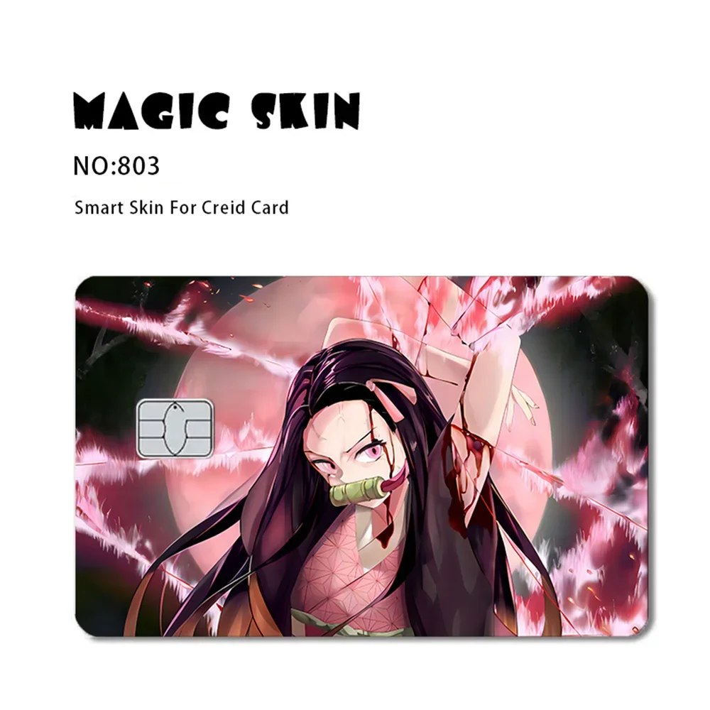 أنيمي شيطان Salyer Tanjirou Nezuko 2.5D HD ماتي PVC ملصقات فيلم الشريط الجلد لبطاقة الائتمان بطاقة الخصم ملصق مضاد للمياه الهدايا