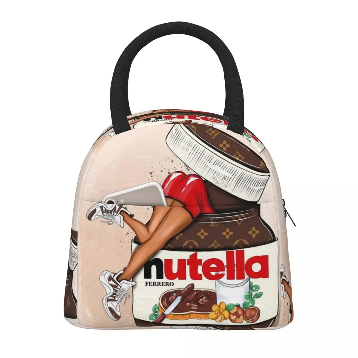 Nutella Cutie Bolsas de almuerzo Caja Bento aislada Bolsa de almuerzo portátil Bolsas de picnic a prueba de fugas Bolsa más fresca para mujer Niños Escuela