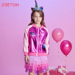 DXTON New Girls Jackets Coat Winter Children Zipper Jackets Planet Sequin Cool Autumn Winter Toddlers Cardigan Outerwear 3-12Y