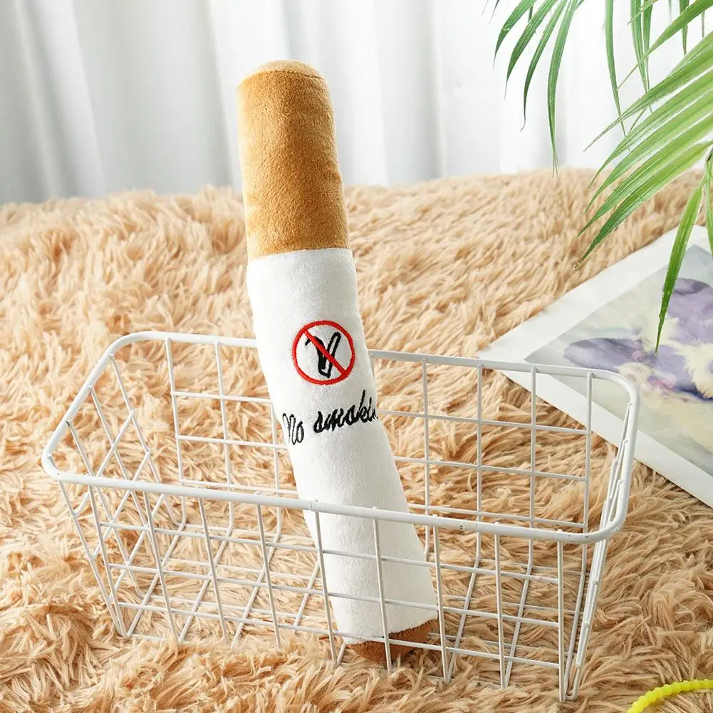 Pet Funny Toys Cigar Big Smoke Plush Sound Squeak Fake Cigarettes Toys Dog Chew Molar Interactive Bite Resistant Pet Toy