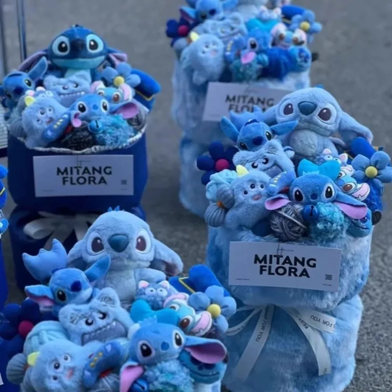 

Kawaii Stitch кукла букет креативный практичный готовый настольный декор аксессуары пара подарок на день рождения с героями мультфильмов