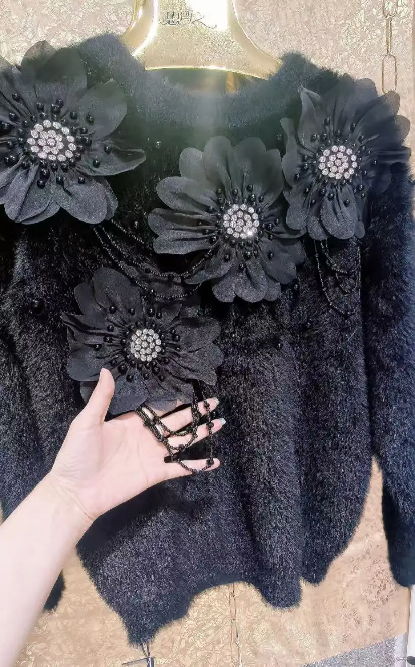 Ropa de mujer, prendas de punto, suéteres gruesos y cálidos de piel sintética, suéter para mujer, tendencia Otoño Invierno 2025, jerséis de punto, tiradores para mujer