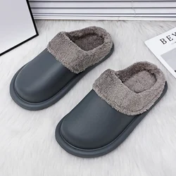 Slippers Men's Home Winter Outdoor Warm Plush Water Proof Trendy All-match Wear-resistant Non-slip Couple Slipper Cotton Shoes