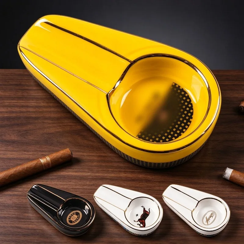 European Ceramic Cigar Ashtray Creative Portable Single Cigar Ash Tray Anti-slip Smoking Accessories for Home Office view 3
