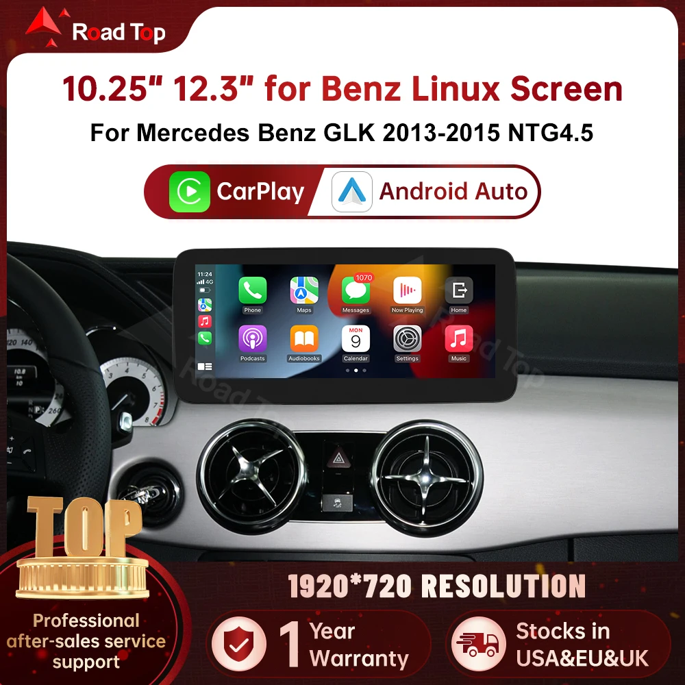 

Road Top Linux Screen Wireless CarPlay Player Android Auto Multimedia Display for Mercedes-Benz GLK X204 NTG4.5 2013-2015