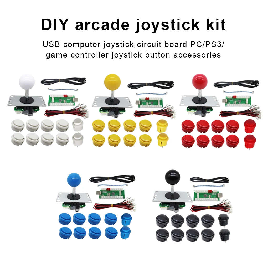 Arcade Joystick Replaced Part Gaming Buttons Multicolored USB Board Professional DIY Prop Upgraded Fittings Yellow