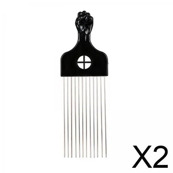

Wide Tooth Hair Pick Comb Metal Handle Styling Comb Hairdressing Supplies for Professional Salon Use