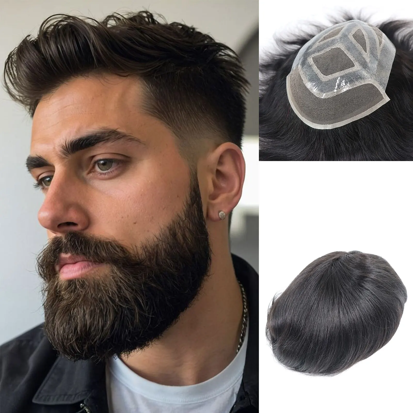 

Versalite натуральная линия волос, кружевной передний мужской парик, кружевной парик из искусственной кожи для мужчин, дышащие человеческие шиньоны, системы замены волос