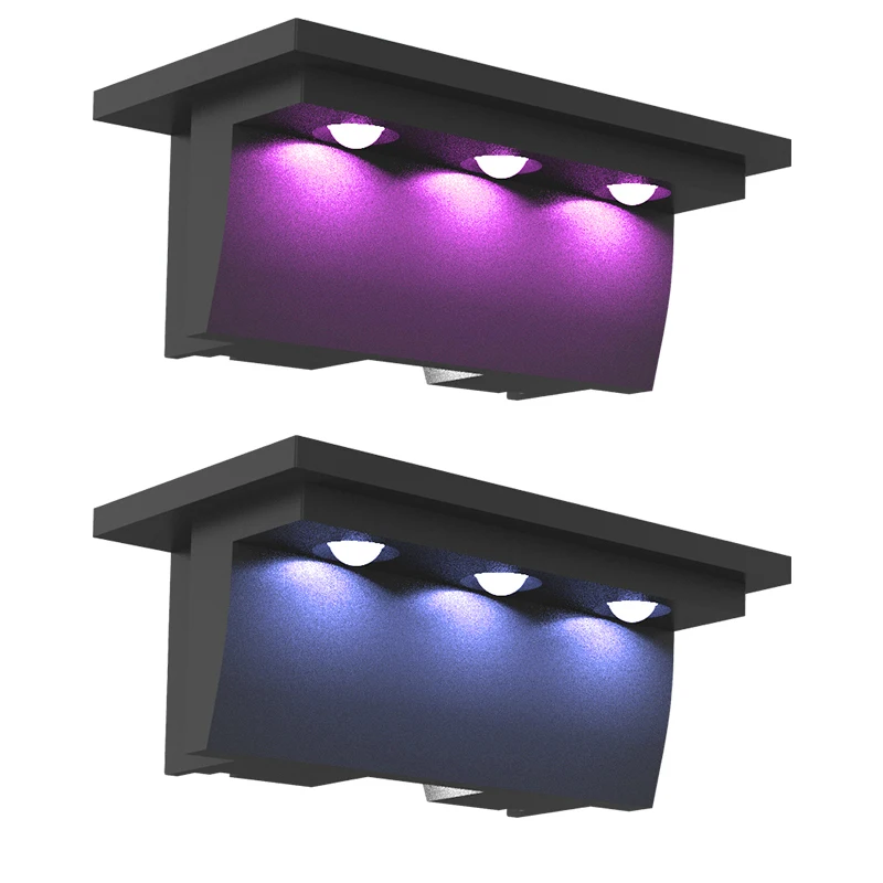 2pcs Solar Fence Light RGB Outdoor Wall Garden Terrace Guardrail Step Stair Light IP65 Landscape Balcony Solar Street Lights