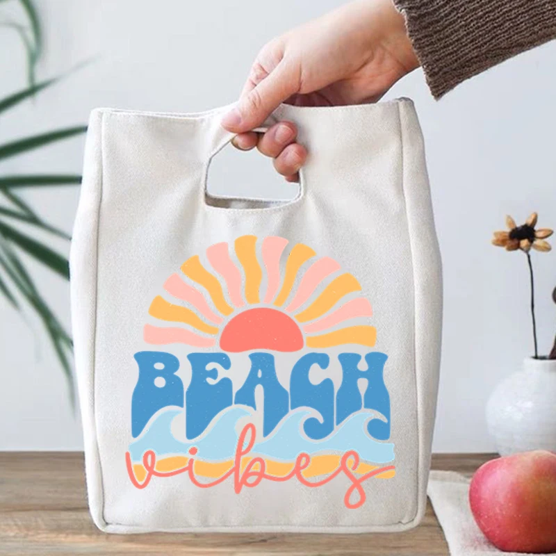 Borse per il pranzo della scuola degli studenti amante della spiaggia borse isolanti in tela di Design Premium donne pranzo per adolescenti Picnic