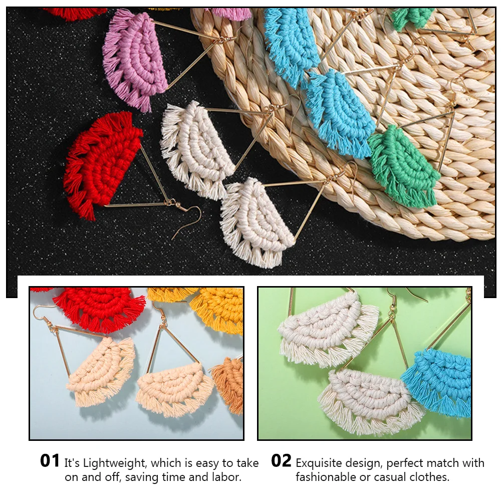 

Scalloped Earrings Bohemian Style Lightweight Fan Shaped Beach Vacation Trendy Fashion Jewelries Casual Clothes Matching Perfect