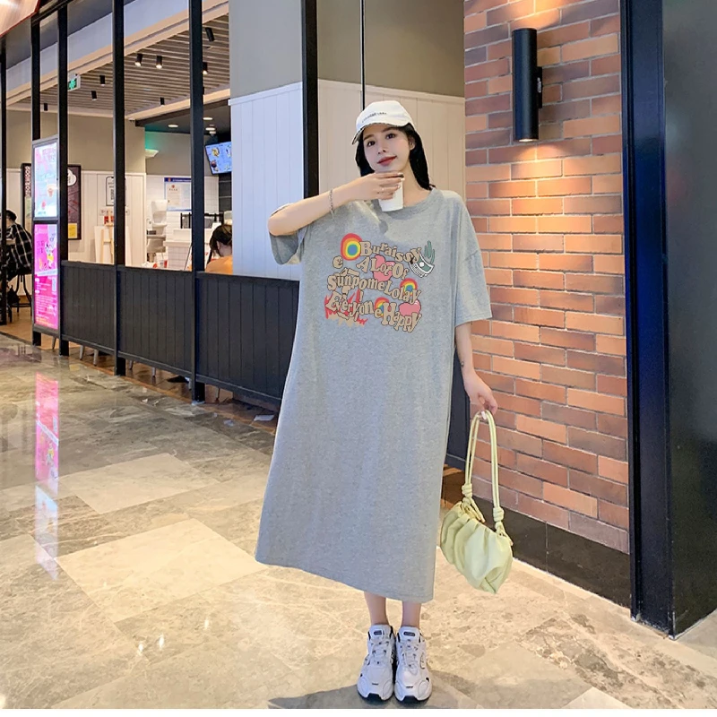 T-shirt ort-sav ample mi-long Dr coréen Sle, Design personnalisé de Hong Kong, fente ouverte, peut être porté à l'extérieur