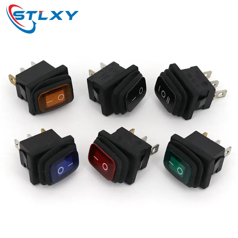 1PCS/lot KCD1 Waterproof switch 3PIN red with lights button rocker power switch oil-proof and dust-proof ON/OFF