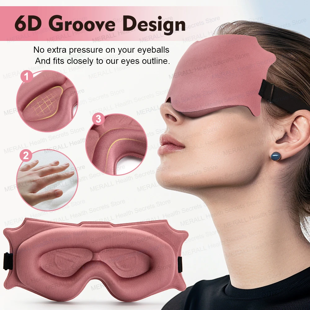 3D Sleep Mask Blindfold Sleeping Aid Soft Memory Foam Eye Mask Block Out Light Pressure Sensation Rest Relax Aid Adjustable Mask