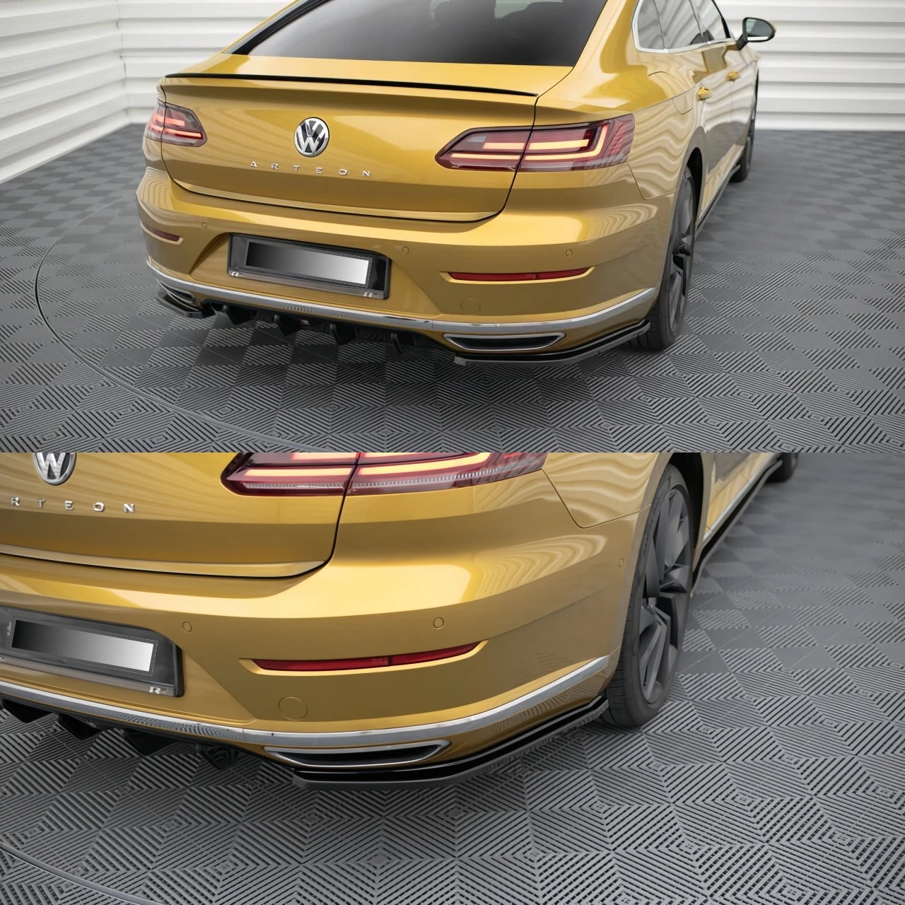 ماكستون نمط لمعان أسود المصد الخلفي الناشر الجانب الفاصل حامي ل Volkswagen Arteon R-Line 2018 + الستارة الخلفية Bodykits