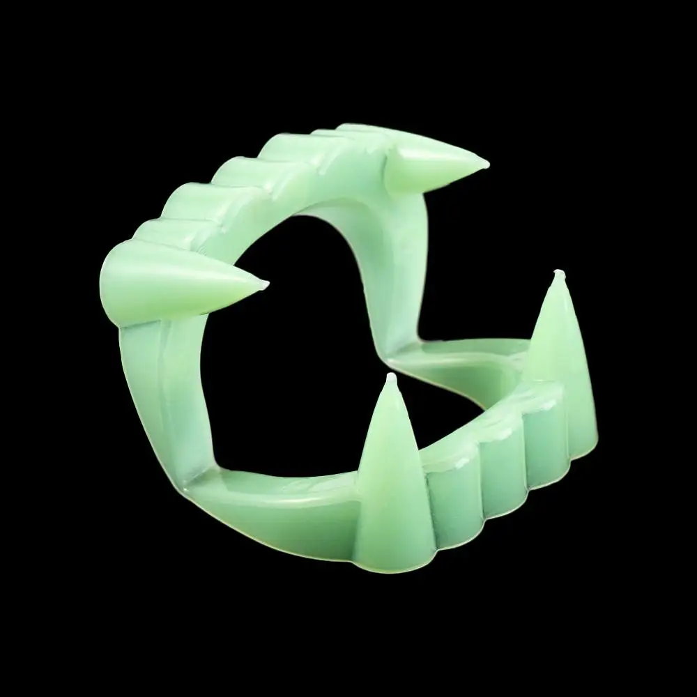 Light Denture Luminous Fake Tooth Funny Glow in Dark Halloween Canine Teeth Toy Creative Glowing Finger Protector Party