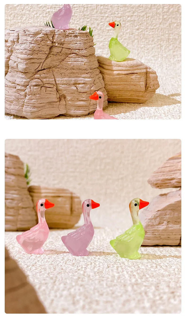 10PCS Mini Schwan Glow At Dark Vivarium DIY Zubehör Mimiatur Figuren Fee Garten Dekoration Kawaii Tiere Spielzeug