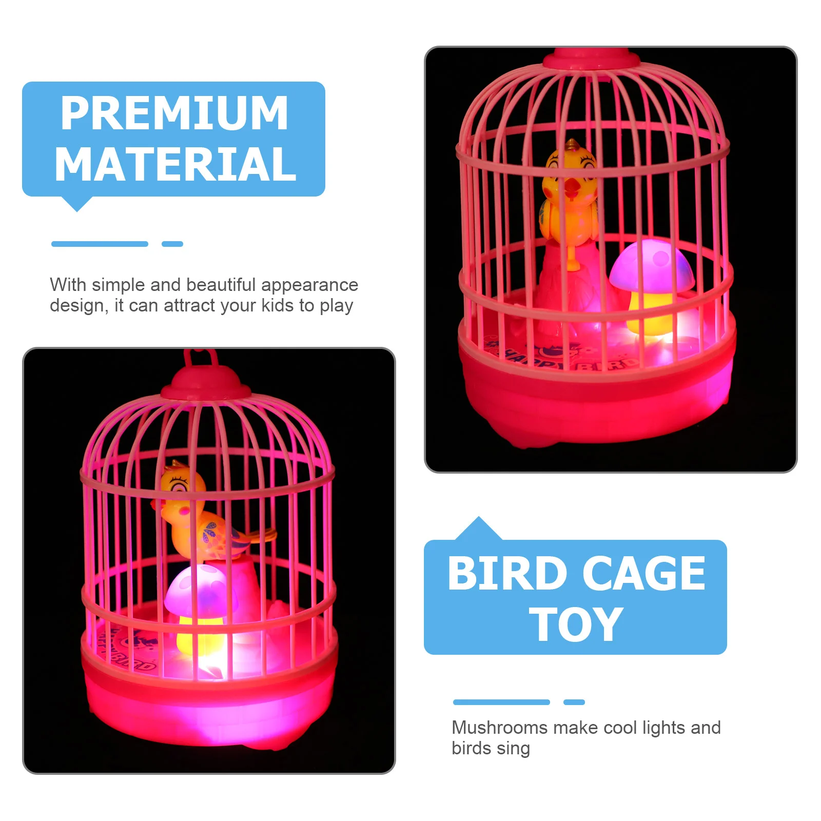 Light Music Bird Cage Toy for Kindergarten Unique Induction Electric Simulation Plastic Shape Abs Singing