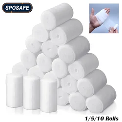 1/5/10 Rolls Disposable First Aid Wound Dressing Tear Resistant Bandage Roll Fixation Absorbent Cotton