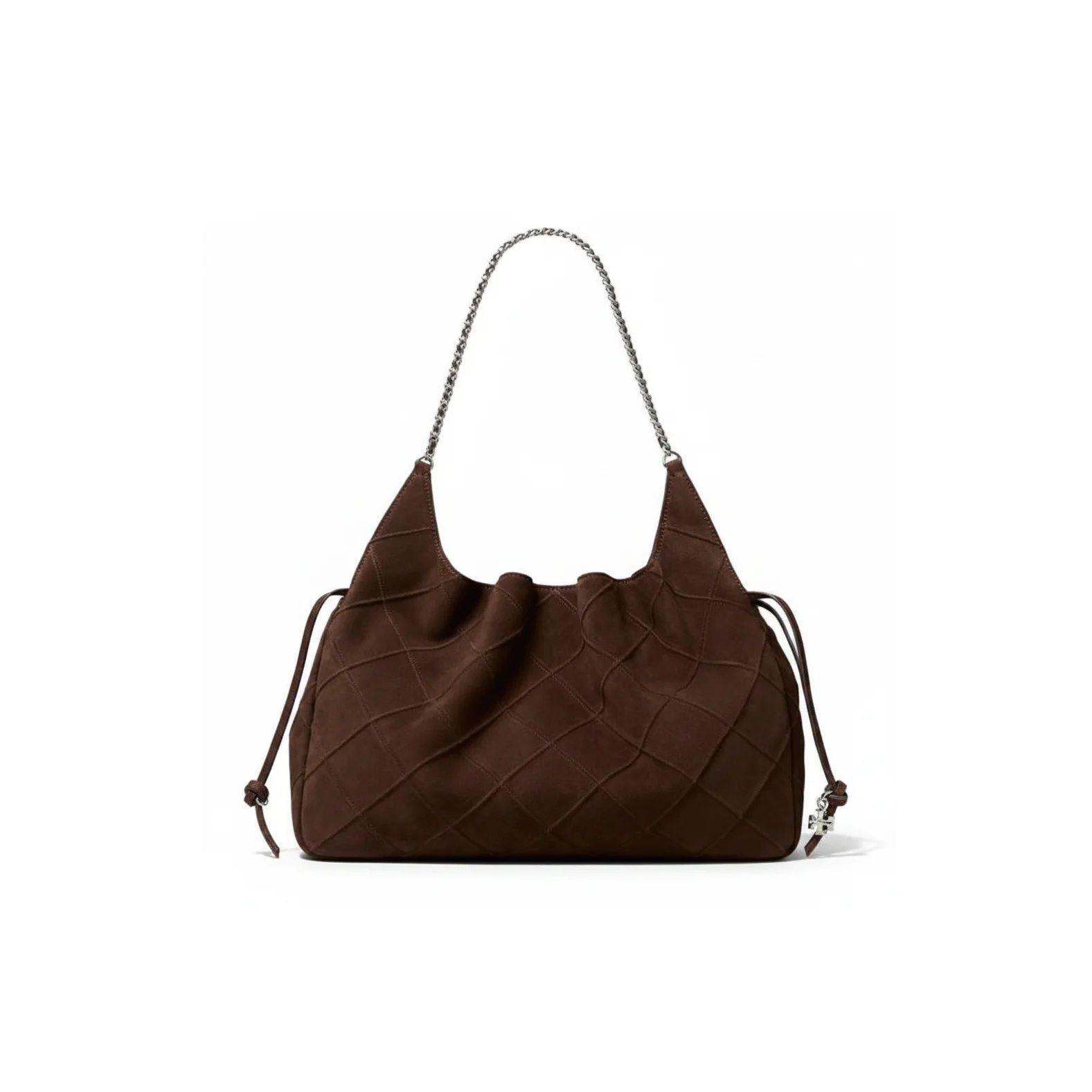 Bolsa de Ombro Grande TORY BURCH Fleming em Suede Cor Cacau Escuro para Mulheres