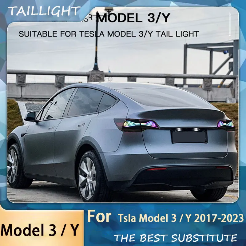 Suitable for Tesla Model 3 2017-2023 taillight assembly Y modified RGB model fantasy LED running lights flowing turn signal