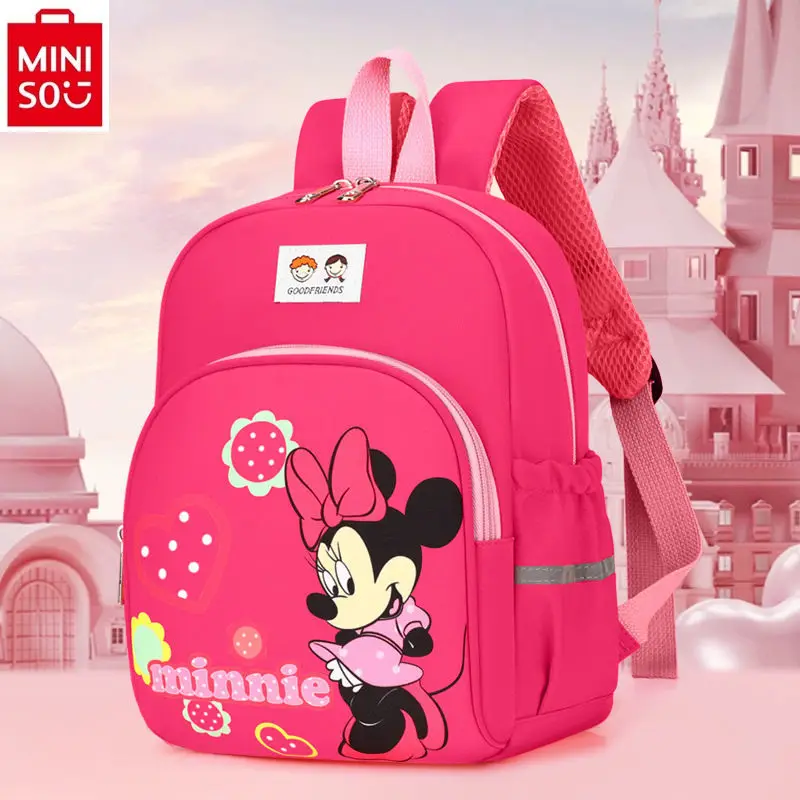 MINISO Disney-mochila de gran capacidad para niños, morral ligero y reductor de carga, dibujos animados, Mickey, sirena, princesa