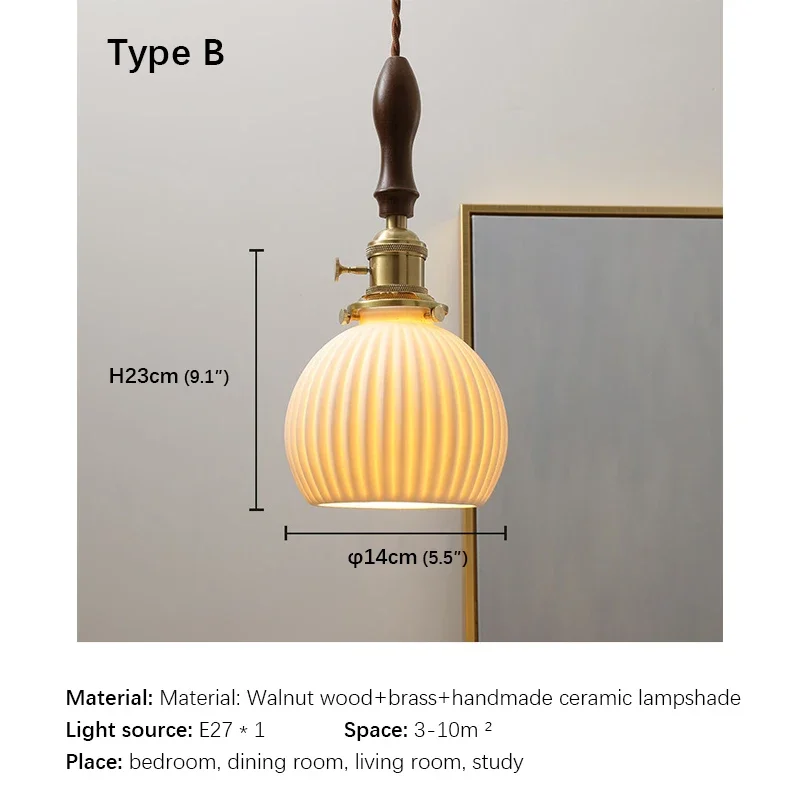 アンティークスタイルの真ちゅう製LEDペンダントランプ,モダンなベッドルーム,ベッドサイド,レトロなセラミックランプ,レストラン,バー,通路のシャンデリア