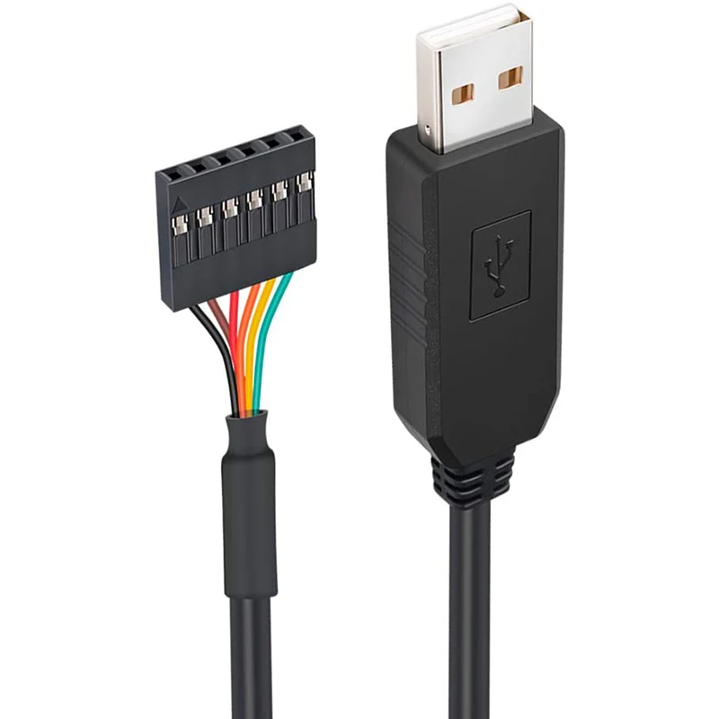 USB para TTL Serial 5V Cabo Adaptador, 0, 1 Polegada Pitch, Cabeçalho de soquete feminino, UART, IC, Chip FT232RL, Windows 10, 8, 7, 6 Pin