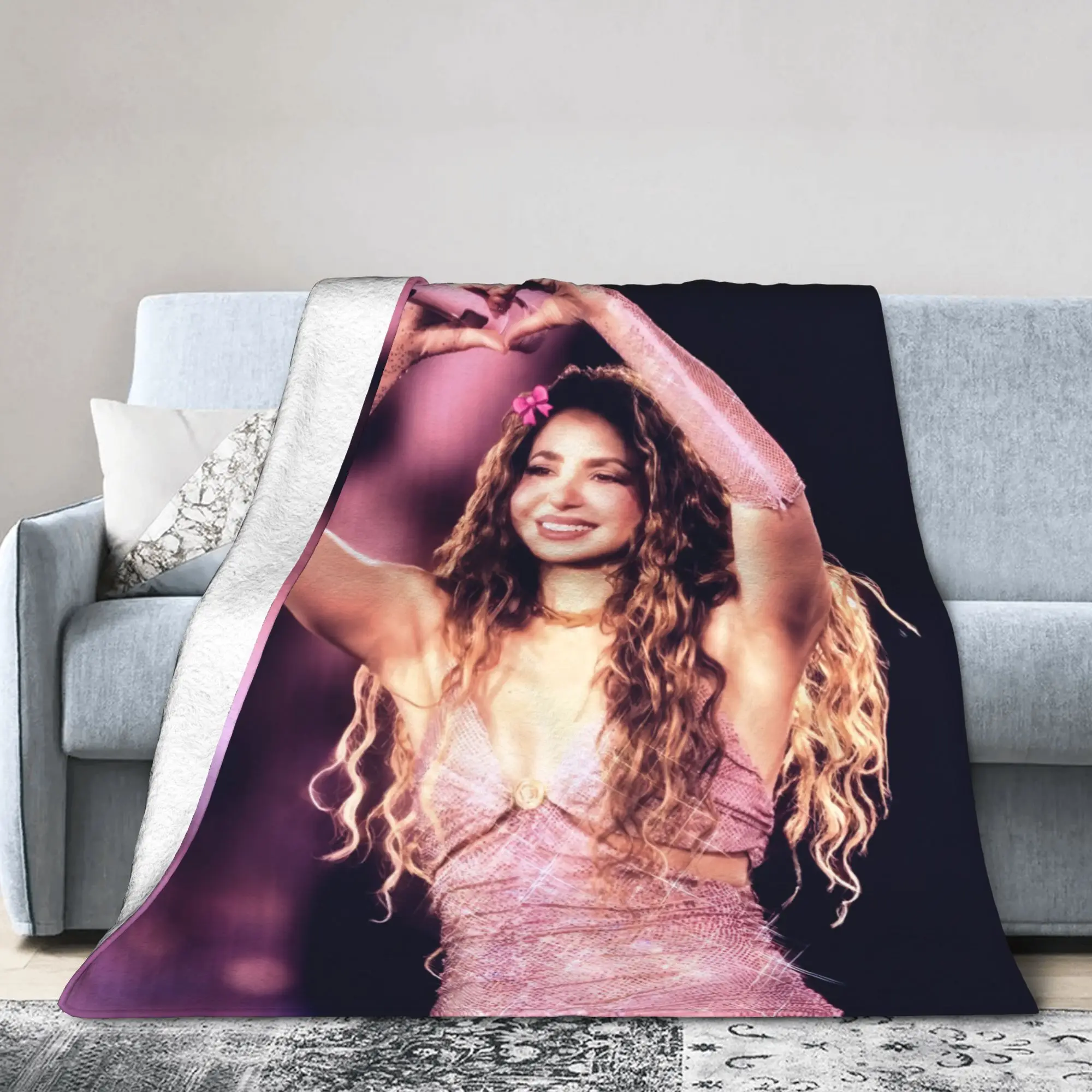 Shakira Colombian Singer Blanket Cover Velvet  Lightweight Throw Blankets for Bedroom Sofa Bed Rug