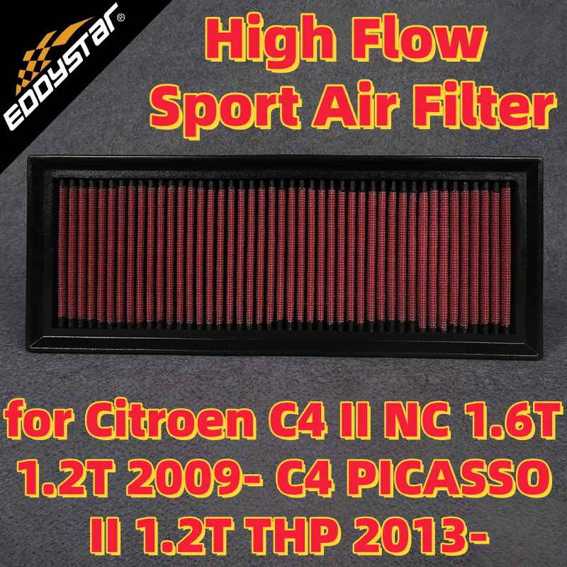 

Спортивный воздушный фильтр с высоким расходом для Citroen C4 II NC 1.6T 1.2T 2009- C4 PICASSO II 1.2T THP 2013- Моющиеся гоночные впускные фильтры
