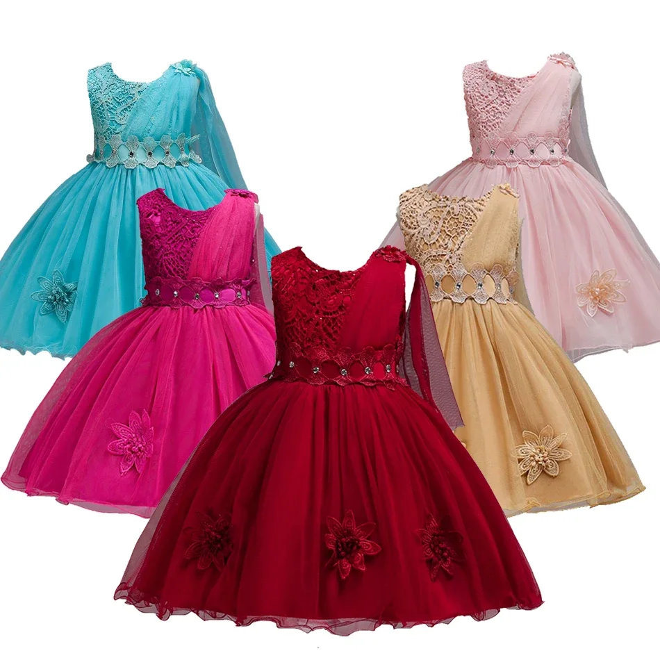 Girl Summer Lace Princess Dress Children Floral Gown Dresses For Girls Clothing Kids Birthday Party Custome Vestidos