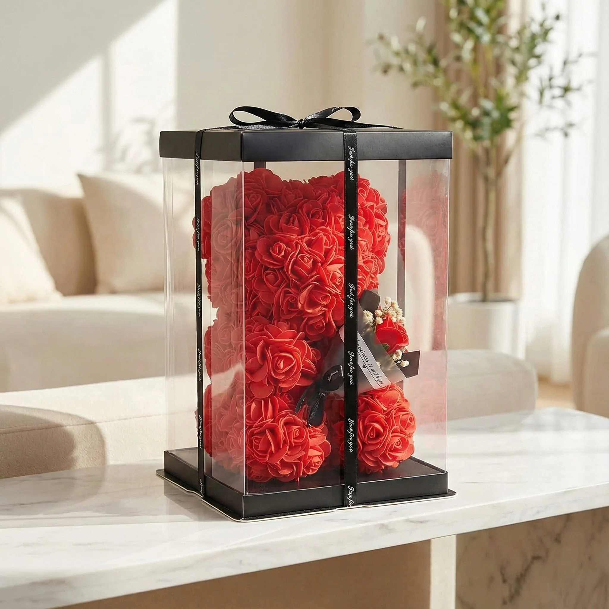 2026 Ewiger Rosen-Teddybär, künstliche Blumen, Geschenk für Mama – Muttertag, Geburtstag, Valentinstag, Jahrestag, Heimdekoration