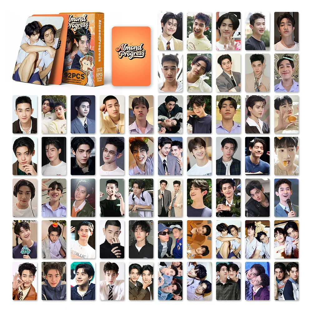 92Pcs/Set AlmondProgress Lomo Cards with Mini Stickers Thai Drama Star Selfie Photo Cards Fans Collection Merch Gift