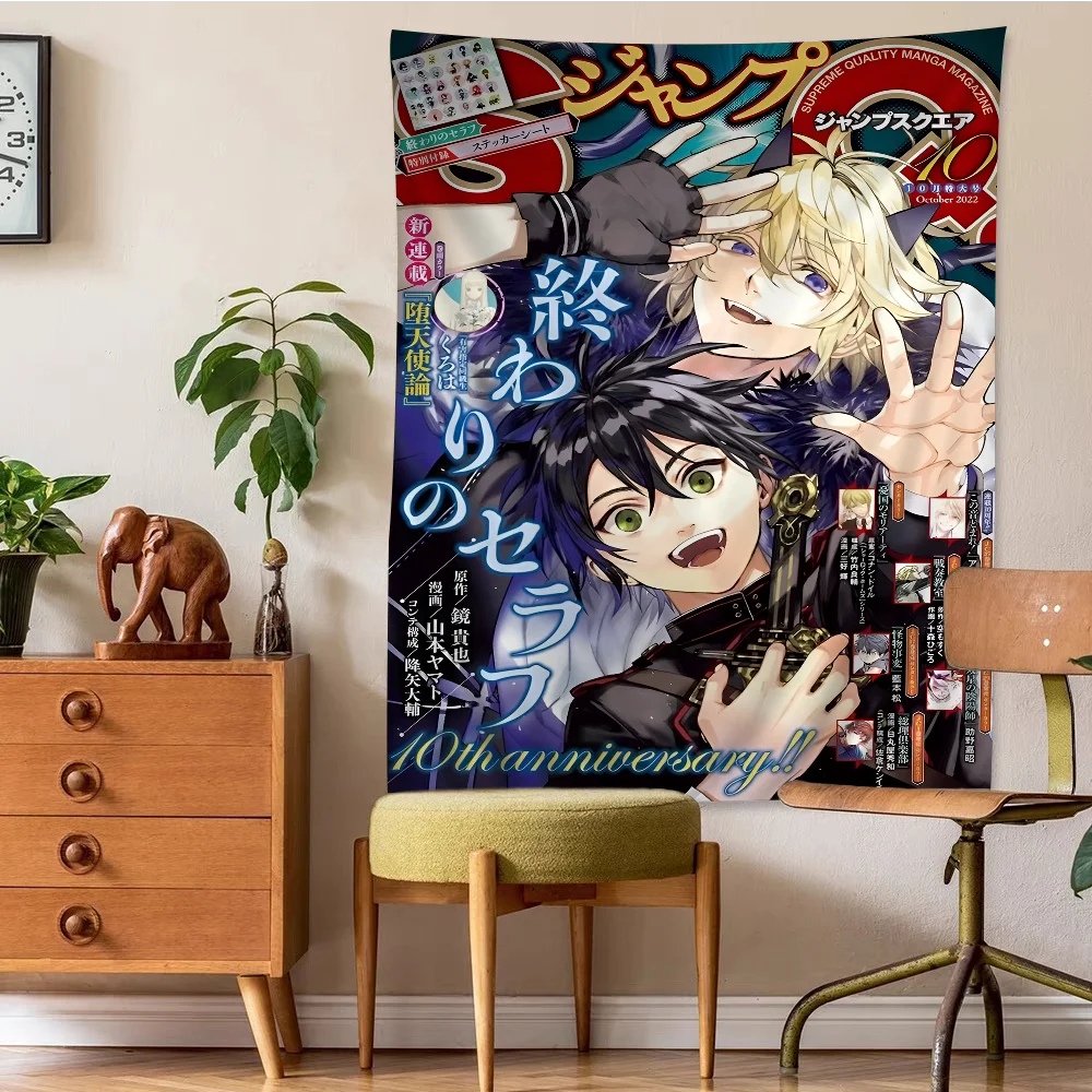 Anime Seraph of The End Printed Large Wall Tapestry Hanging Tarot Hippie Wall Rugs Dorm Home Decor