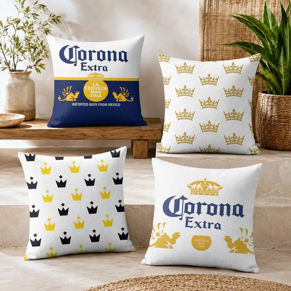 C-Corona Fashion Cushion Cover Summer Coolness Linen Organic Fabric Sofa Pillow Case Double-Sided Printing Home Decor