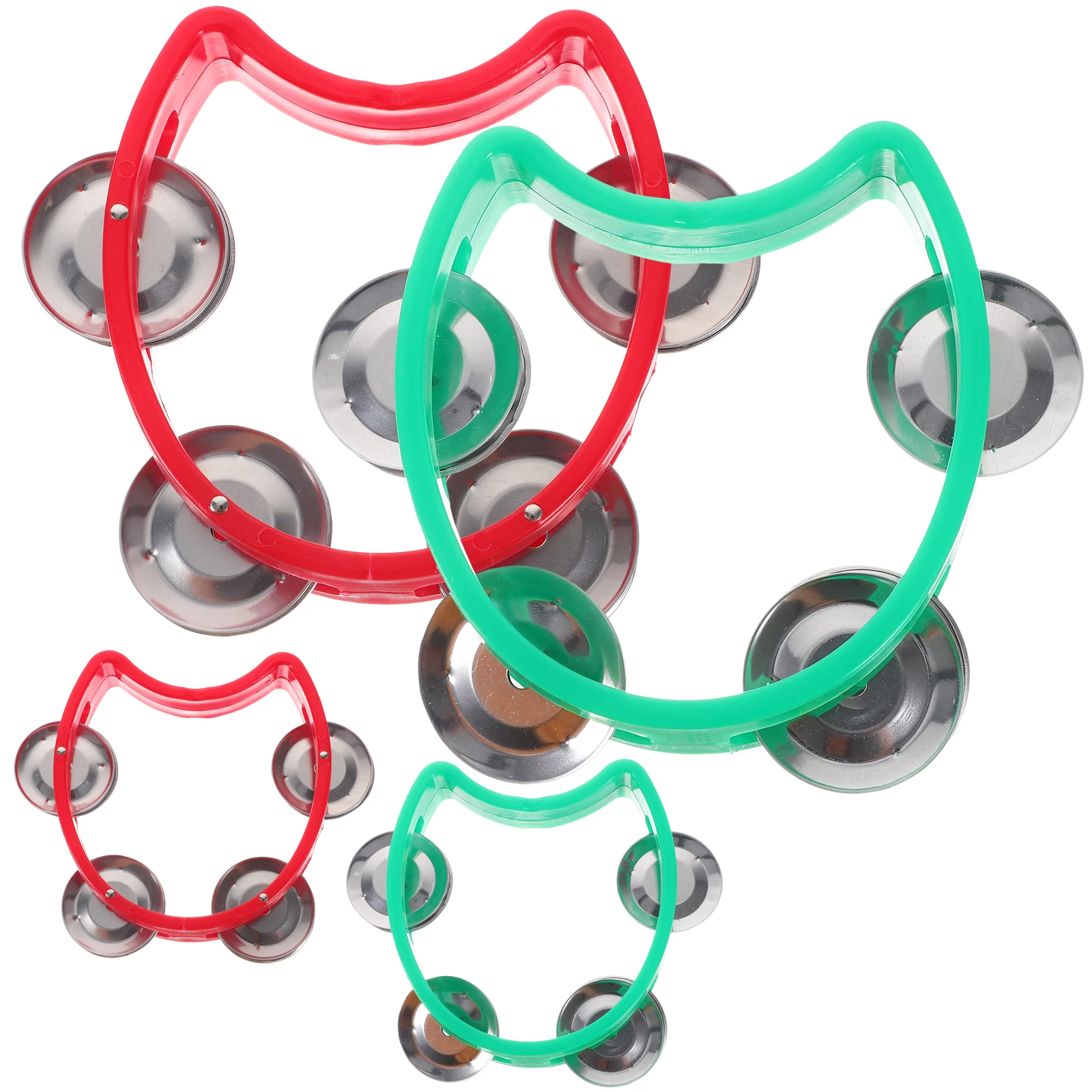 

4pcs Hand Bells Shaking Tambourine Instruments Musical Small Bells Party Dance Red Green Lightweight Rhythmic Movement