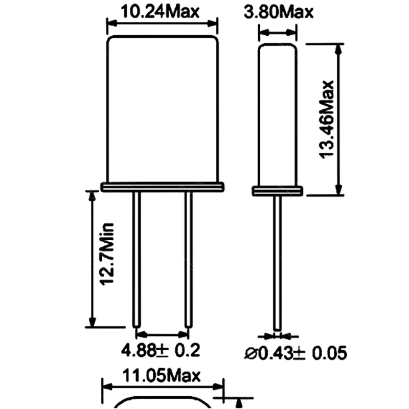 10pcs HC-49U 49U Crystal quartz resonator 1.8432M 2MHZ 2.4576M 4MHZ 6MHZ 7.2M 7.3728M 8MHZ 8.1920M 10M 18.432M 11.0592M 12M 16M