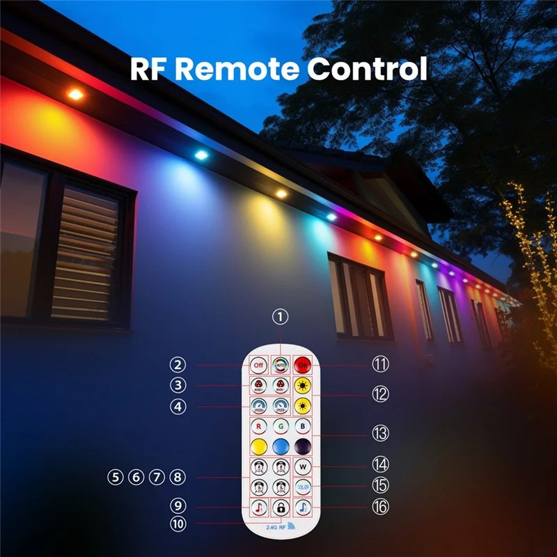 

Tuya Wifi Smart Eaves String LED Light Outdoor IP67 Waterproof RGB Color RF Remote Control For Alexa Google Home-AA70