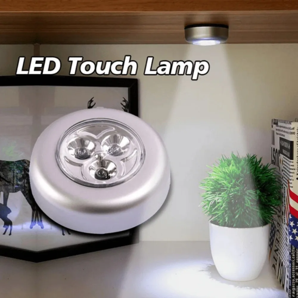 1-5Pcs 3 LED Night Light Touch Control Under Cabinet Light Wireless Wall Lamp Touch Switch Bedside Lamp Battery Powered Bedroom