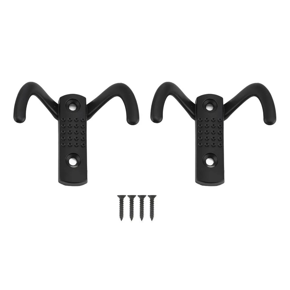 2sets Robe & Towel Hooks Zinc Alloy Double Prong Hook Black 67mm Coat Hook Dual Claw Door Hook For Kitchen
