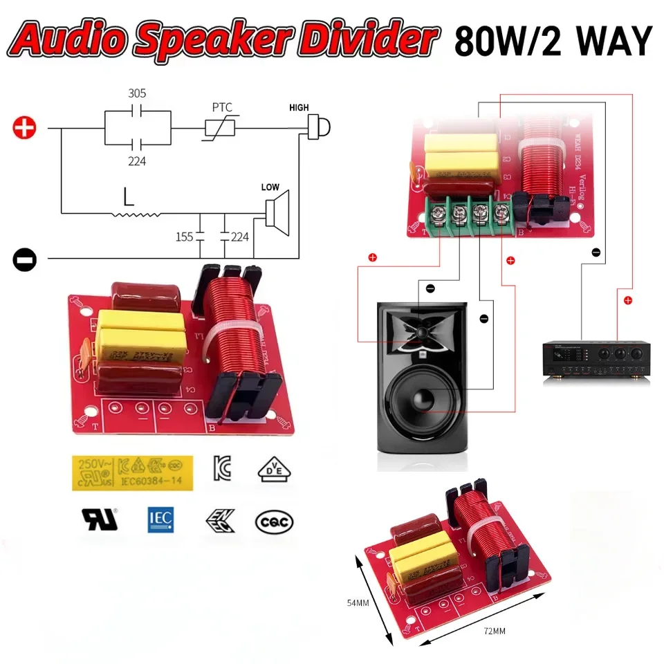 80 واط الصوت كروس عالية ومنخفضة 2-way مرشحات الصوت مقاومة 4-8 أوم HiFi مكبر صوت ستيريو تردد مزدوج لمكبرات الصوت أقل من 6 بوصات