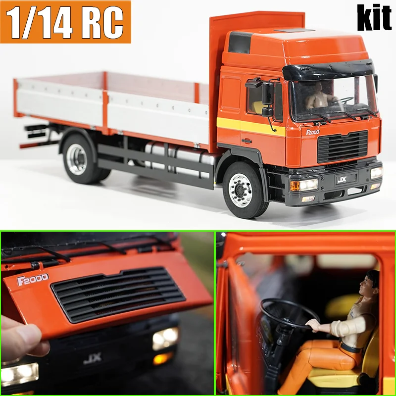 JXmodel Simulation 1/14 Low-Side Flatbed Truck Kit with Metal Cab for 1/14 RC Truck JXmodel for MAN F2000 4x2 Car