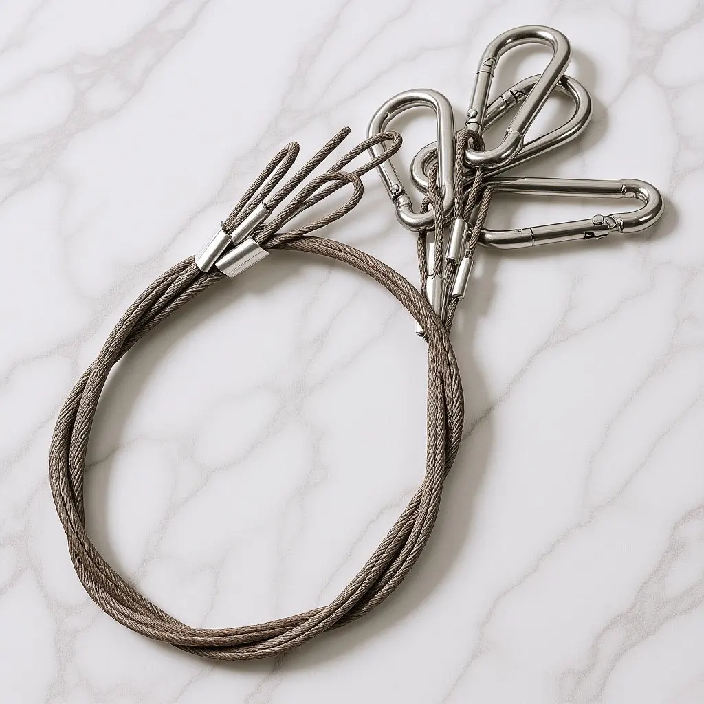 Thin Cable Lock with Carabiner Stainless Steel Safety Rope for Stage Lighting Heavy Duty Steel Cable Lock Security Cable Rope