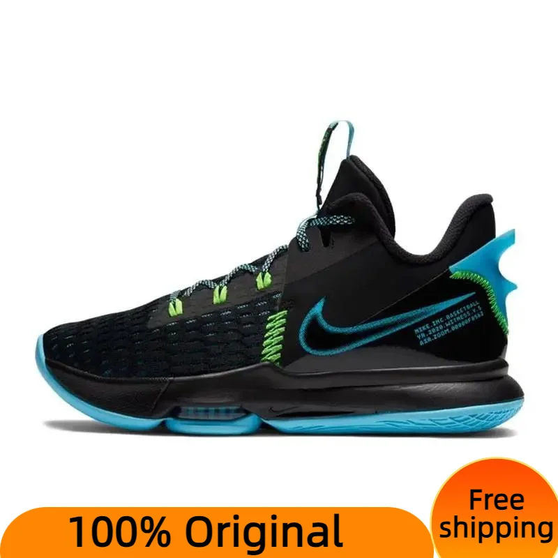 Nike LeBron Witness 5 Black Light Blue Fury Sneakers shoes CQ9381-004 With Original Box