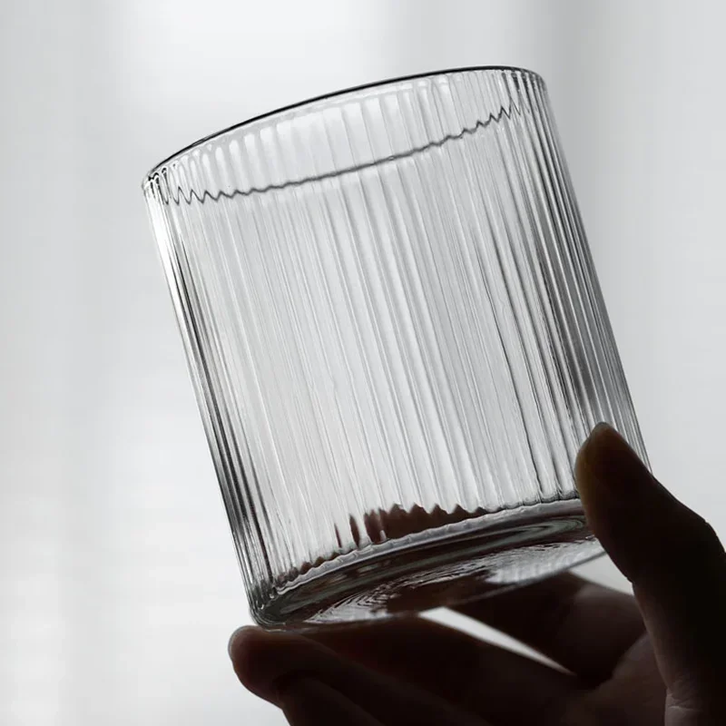 300ml Large Nordic Ripple Glass Cups Transparent Whiskey Glasses High Temperature Tea Water Drink Milk Juice Coffee Beer Mug Set