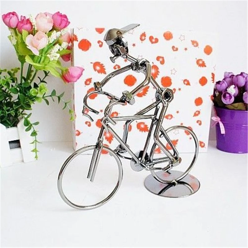 Miniature Cyclist Sculpture Iron Cycling Athlete Home Decoration Accent Perfectly for Coffee Shops and Sports Drop Shipping