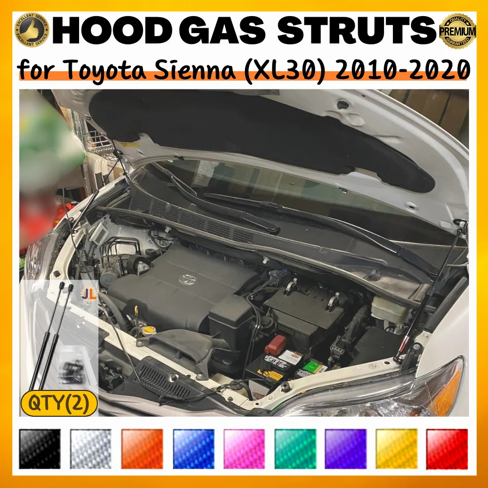 

Qty(2) Hood Struts for Toyota Sienna (XL30) 2010-2020 Front Bonnet Modify Gas Springs Shock Absorbers Lift Supports Dampers