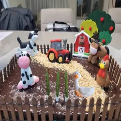 Farm Animal Cow Cake Topper Decoration Shepherd Dog Goose Ma Yunduo Barnyard Zenon Farm Theme Birthday Baby Shower Party Supplie