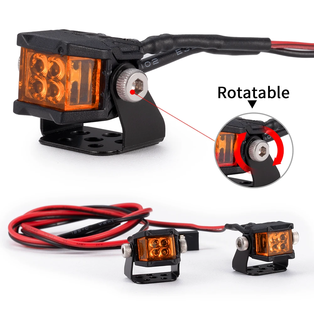AXSPEED RC Auto Orange/Rot/Weiß LED Strahler 12mm Quadratische lampe Für Axial SCX10 TRX4 1/10 licht DIY Teile – Detail 7