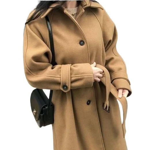Cotton Padded Thickened 2025 Winter Mid To Long Loose and Slimming Woolen Coat for Women's Autumn Woolen Coat